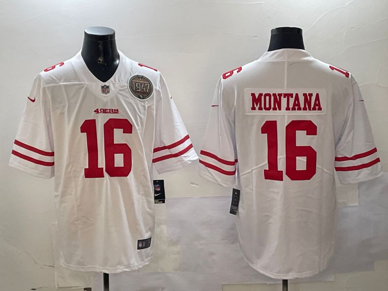 Men San Francisco 49ers #16 Montana White Second generation 2024 Nike Limited NFL Jersey style 01081->houston texans->NFL Jersey